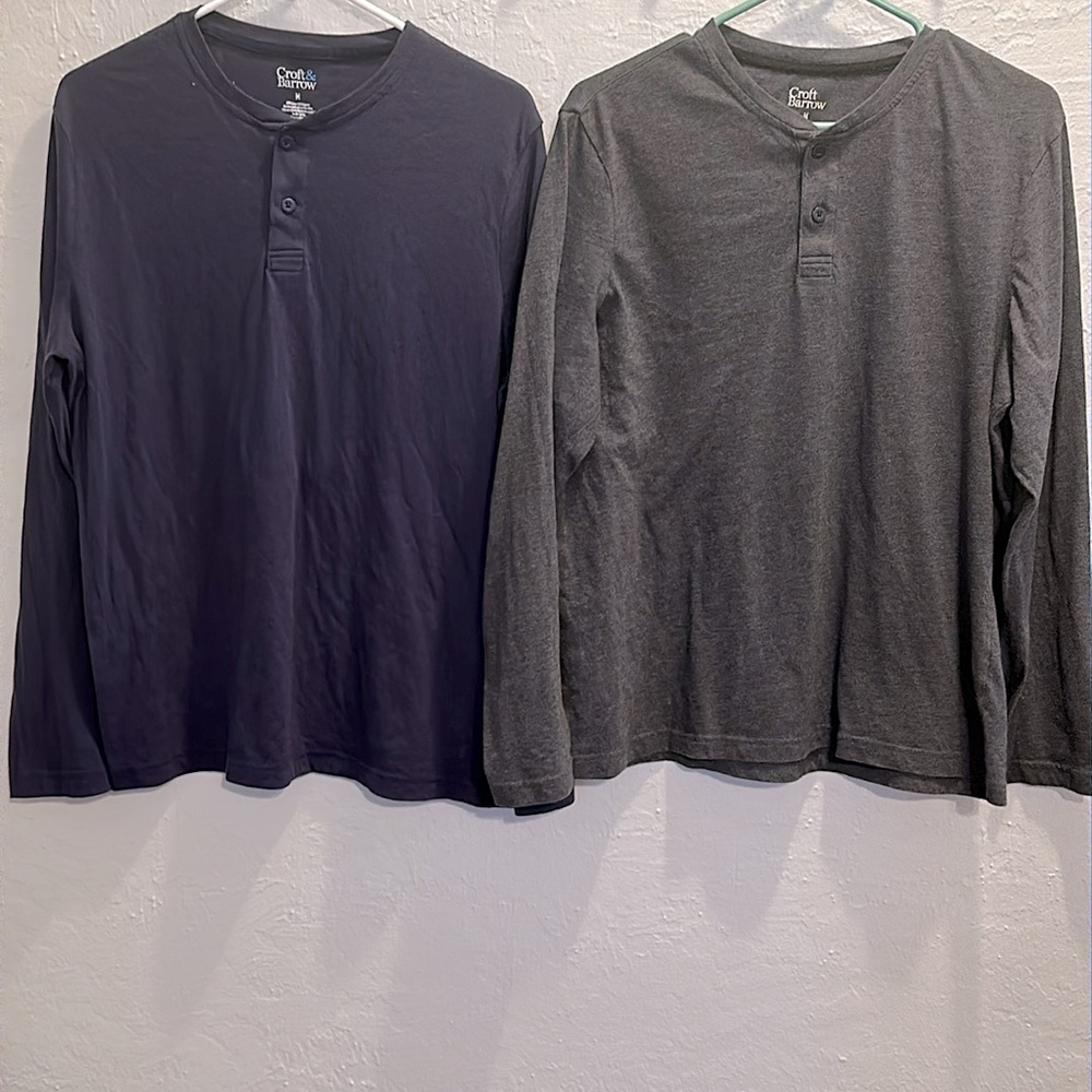 Croft & Barrow Men’s Soft Cotton Button Long-Sleeve - Pack of 2 Medium